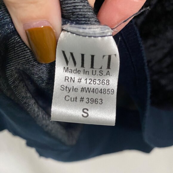 Wilt Velvet Asymmetrical Navy Blue Teal Sweatshirt Size‎ S - Picture 5 of 9